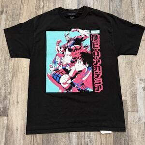My Hero Academia Men’s Champion Anime T-Shirt -Attacking Character Box Pink Blue
